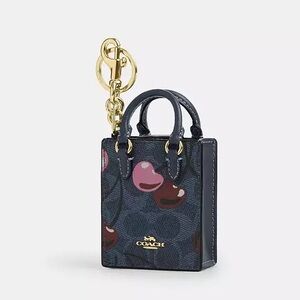 NWT | COACH North/South Mini Tote Bag Charm | Cherry Print